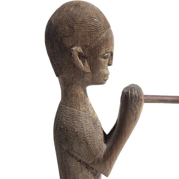 Vintage 12.5" Tall Handcarved Wooden African Tribal Standing Man Figure GUC - Picture 3 of 11